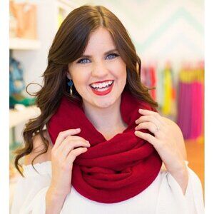 RED KNIT INFINITY SCARF